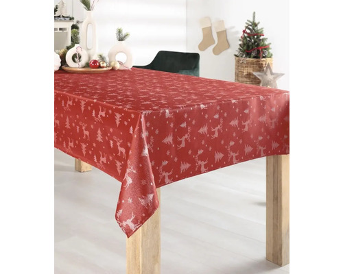 Tafelkleed met rendiermotief, rood, 130 x 160 cm