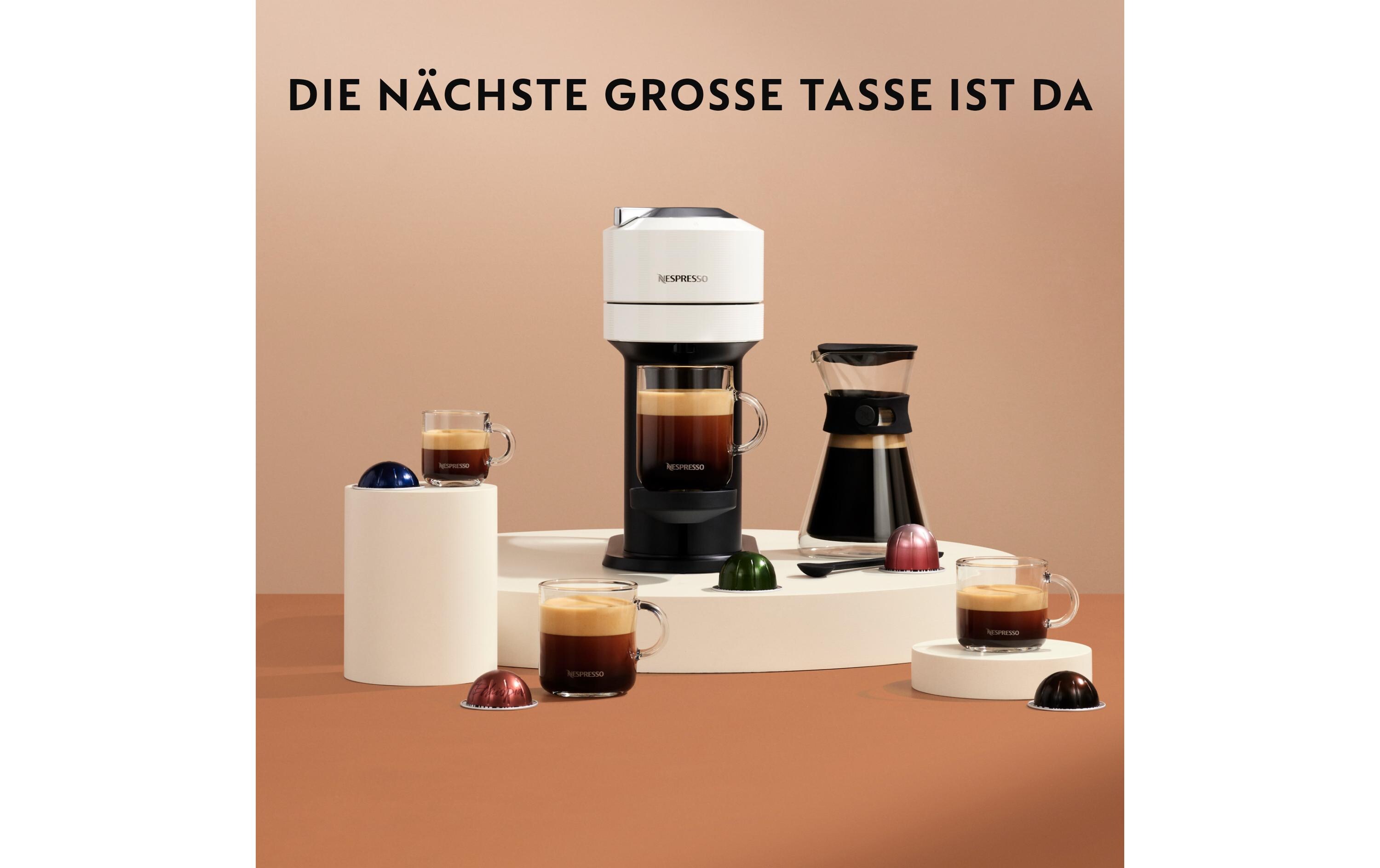 Kaffeemaschine Nespresso Vertuo Next ENV120.W Weiss<br>Kapselmaschine der Vertuo Line für fünf verschiedene Tassengrössen