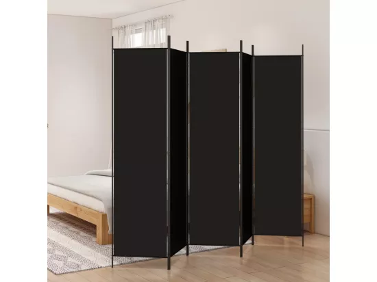 Cloison de séparation 5 panneaux Noir 250x200 cm Tissu