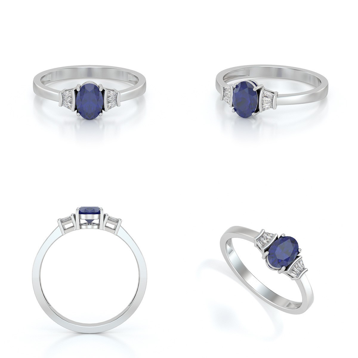Bague ADEN Saphir et diamants sur Argent 925 1.99grs