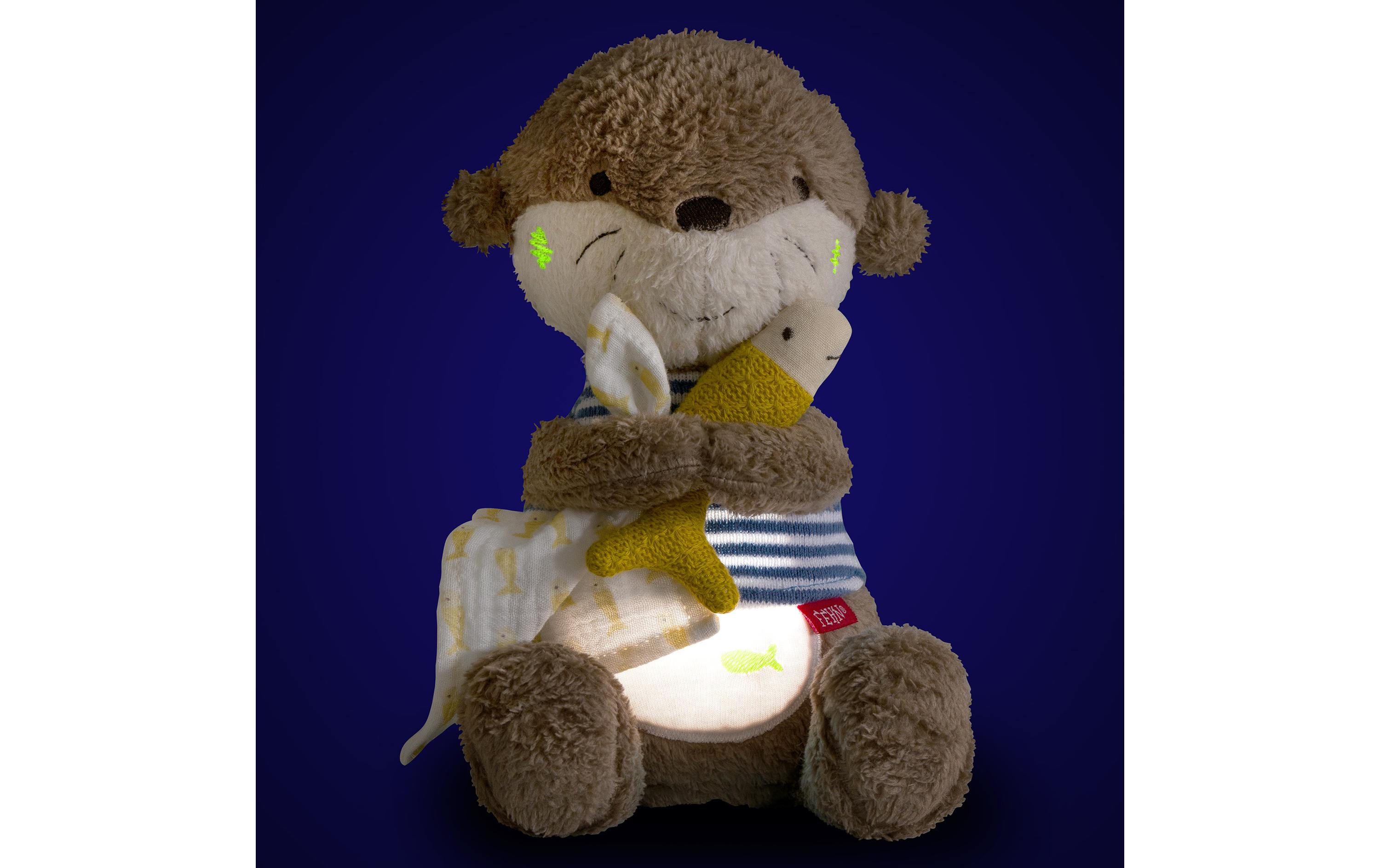 Nachtlicht OtterSchlummerlicht, Einschlafhilfe und Kuscheltier mit Glow-in-the-dark Bestickung