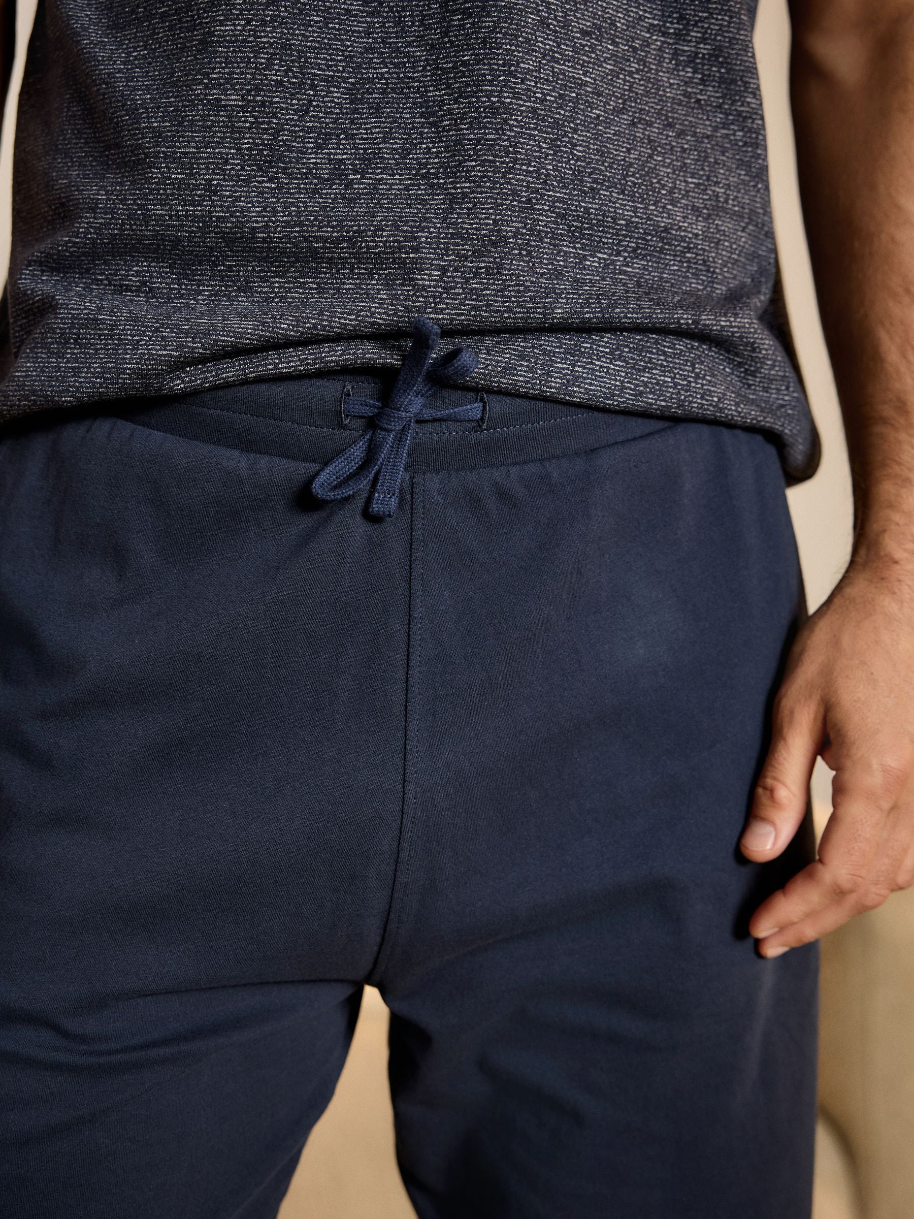 Marineblauwe strepen - Korte jersey pyjamaset