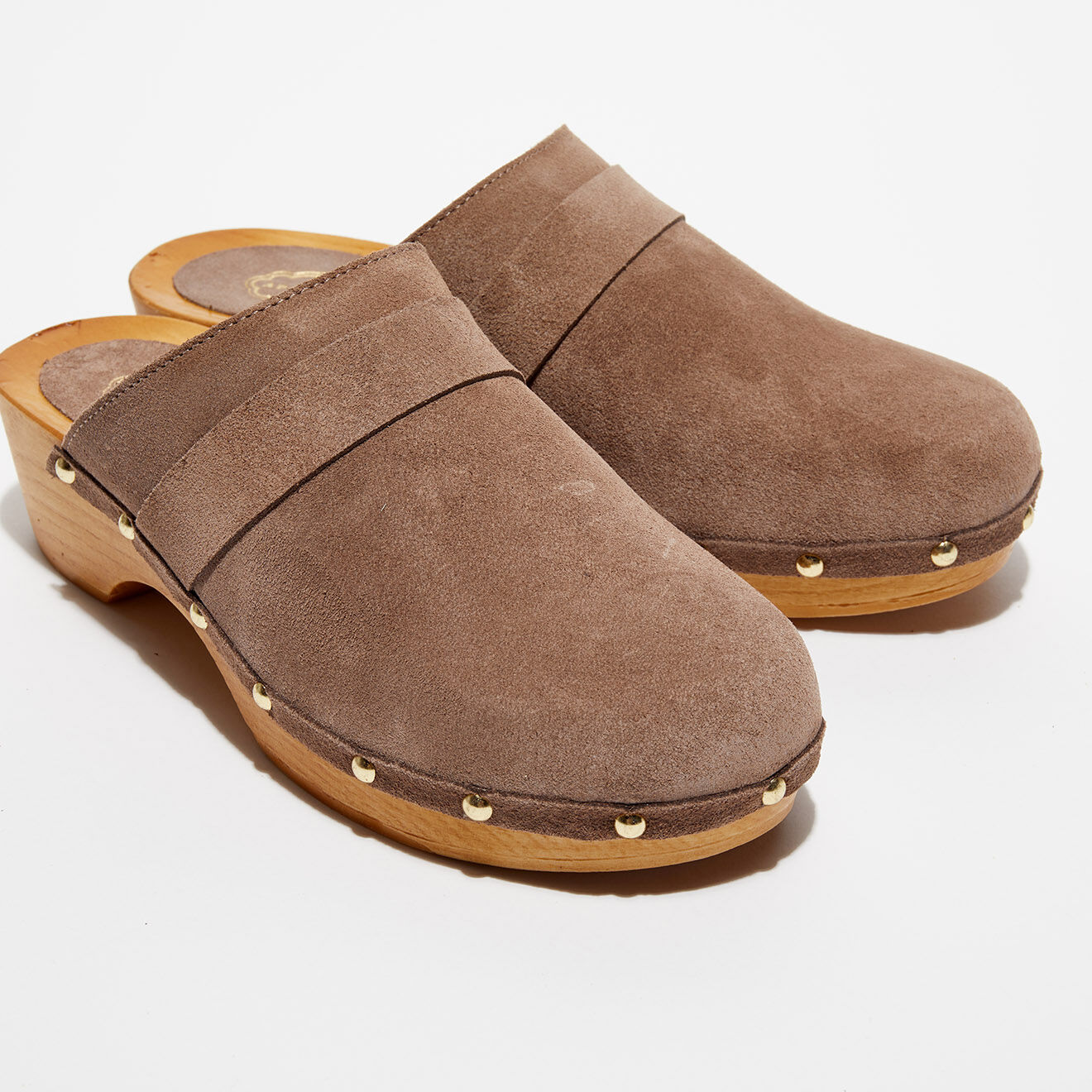 Apologie Studio Sabots en Velours de Cuir Sofia taupe - Talon 5 cm