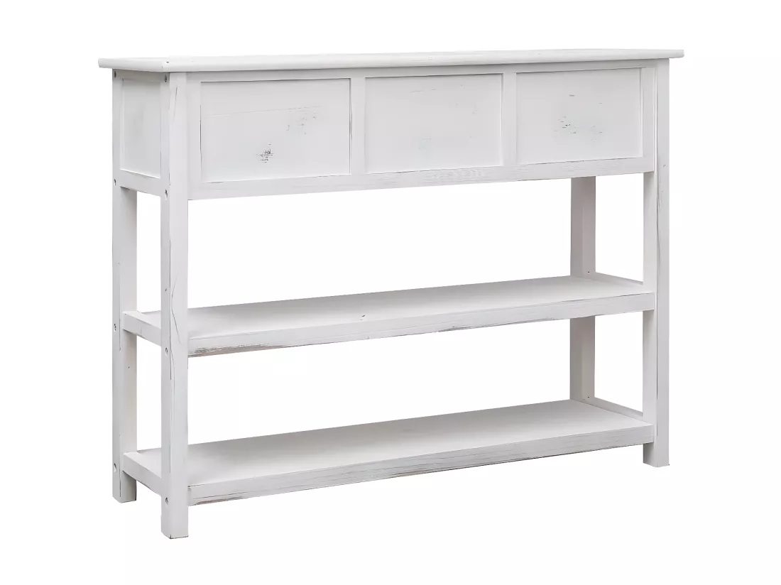 Console blanche antique 108x30x76 Bois de Paulownia massif