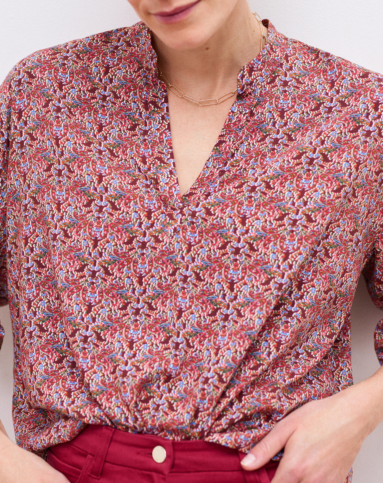 Caroll Chemise Candice imprimée framboise