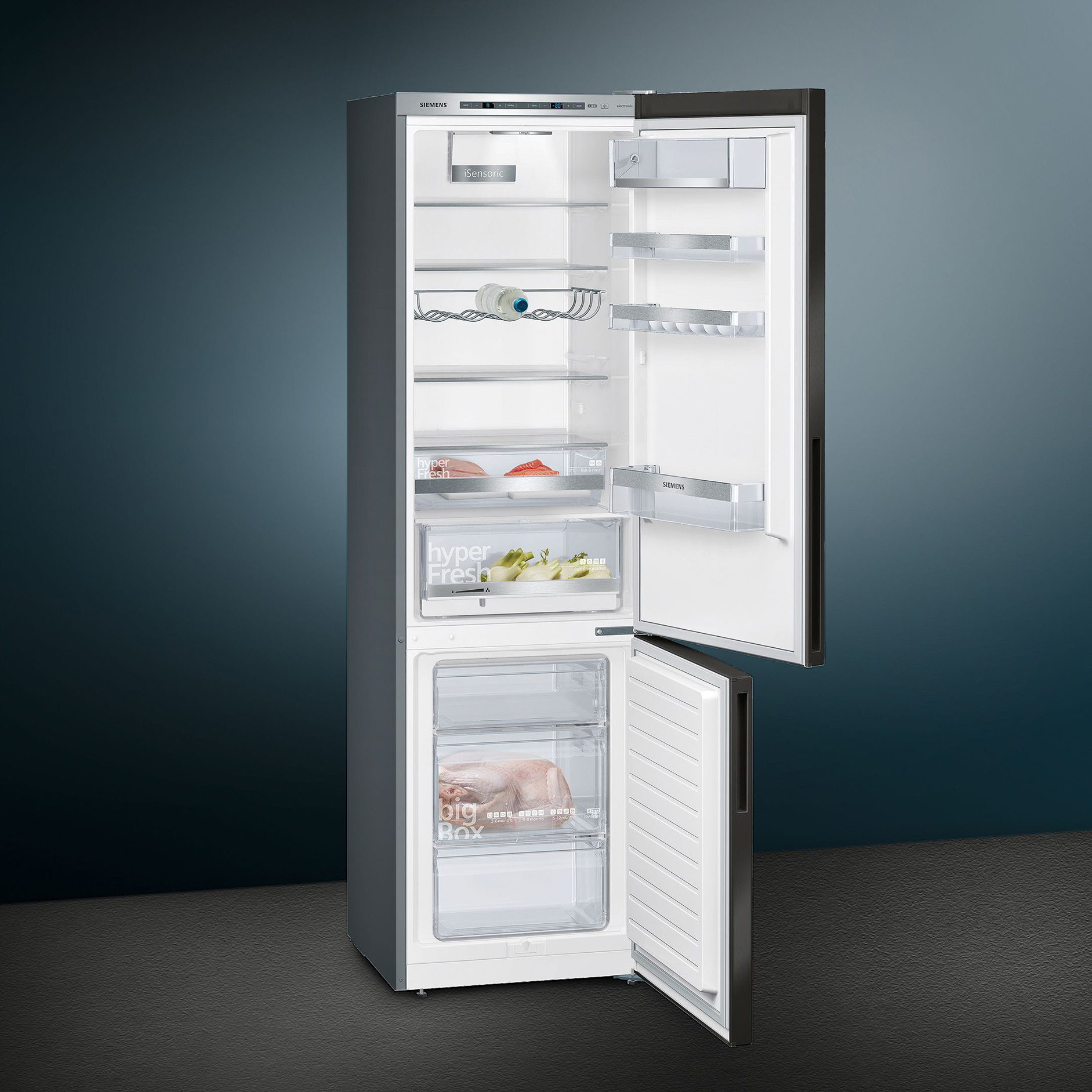 SIEMENS Kühl-Gefrierkombination KG39E8XBA - black steel - B