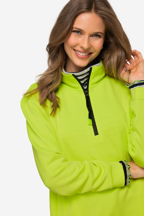 Sweatshirt, Troyerkragen, Langarm, Seitenschlitze