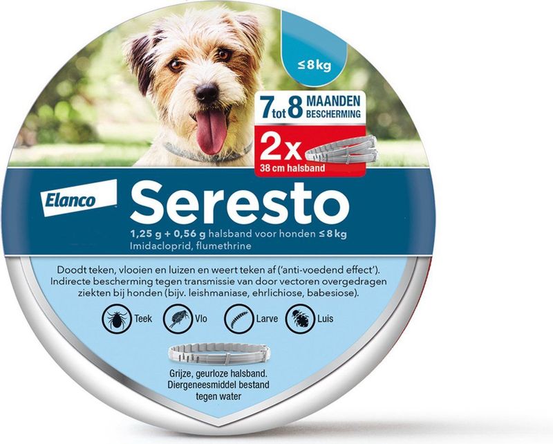 Seresto Teken- En Vlooienband Small - Anti tekenmiddel - 2 stuks Tot 8 Kg