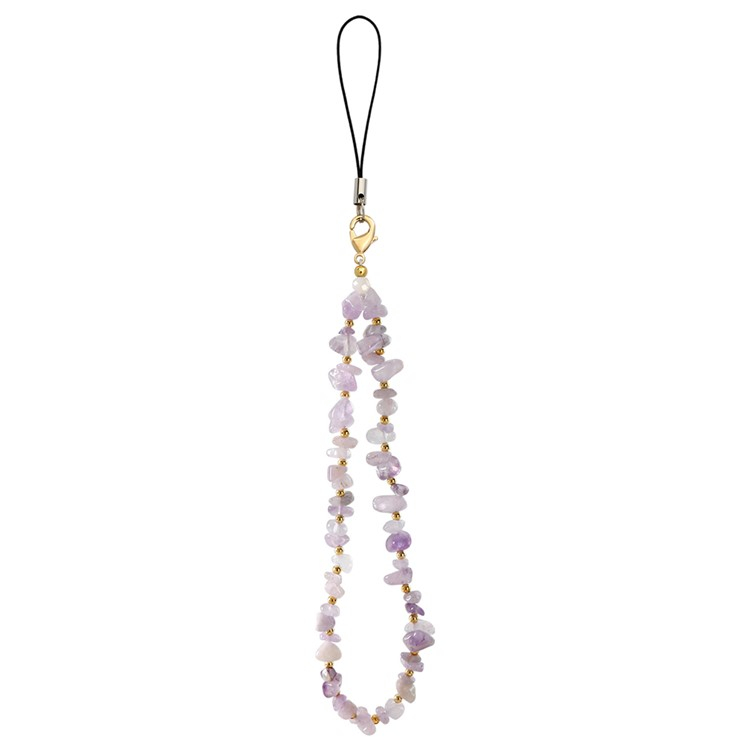 (21cm) Universal Handy Kette Phone Charms Schmuck Anhänger Handgelenkschlaufe - Hellviolette Kristalle