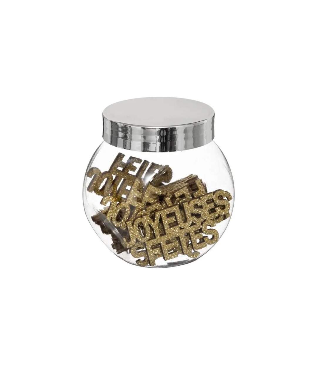 Lot de 12 Mots Joyeuses Fêtes Bocal 7cm Or