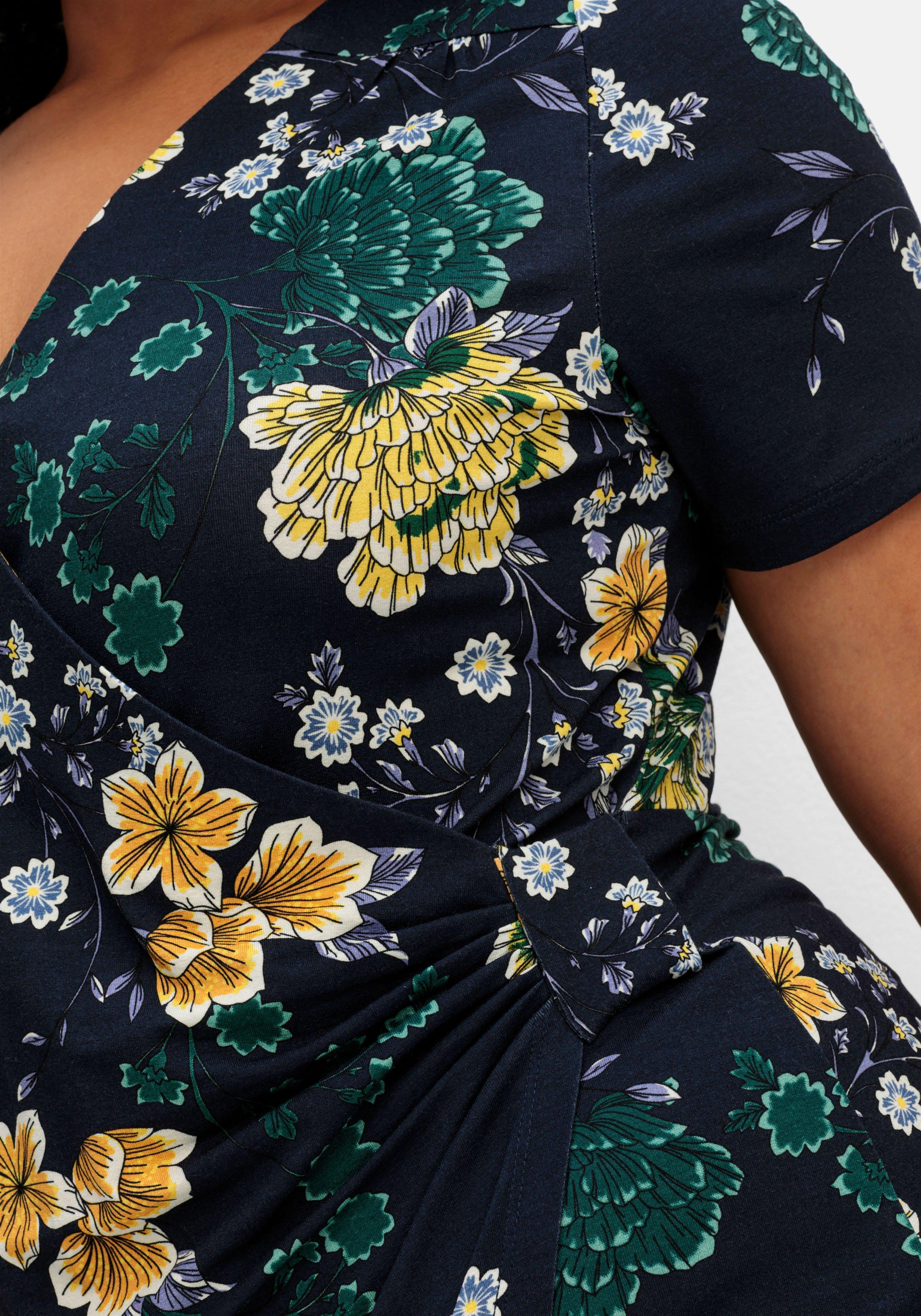 Jerseykleid in Wickeloptik, mit Alloverdruck