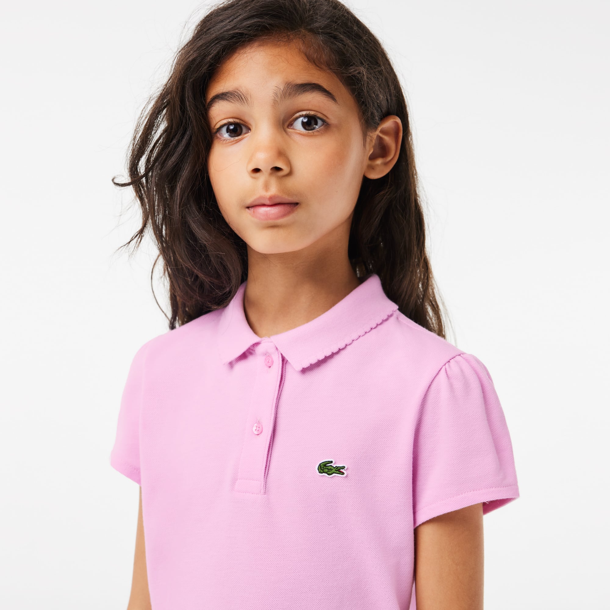 Polo Fille Lacoste en mini piqué avec col festonné Polos - Rose - Lacoste - Fille
