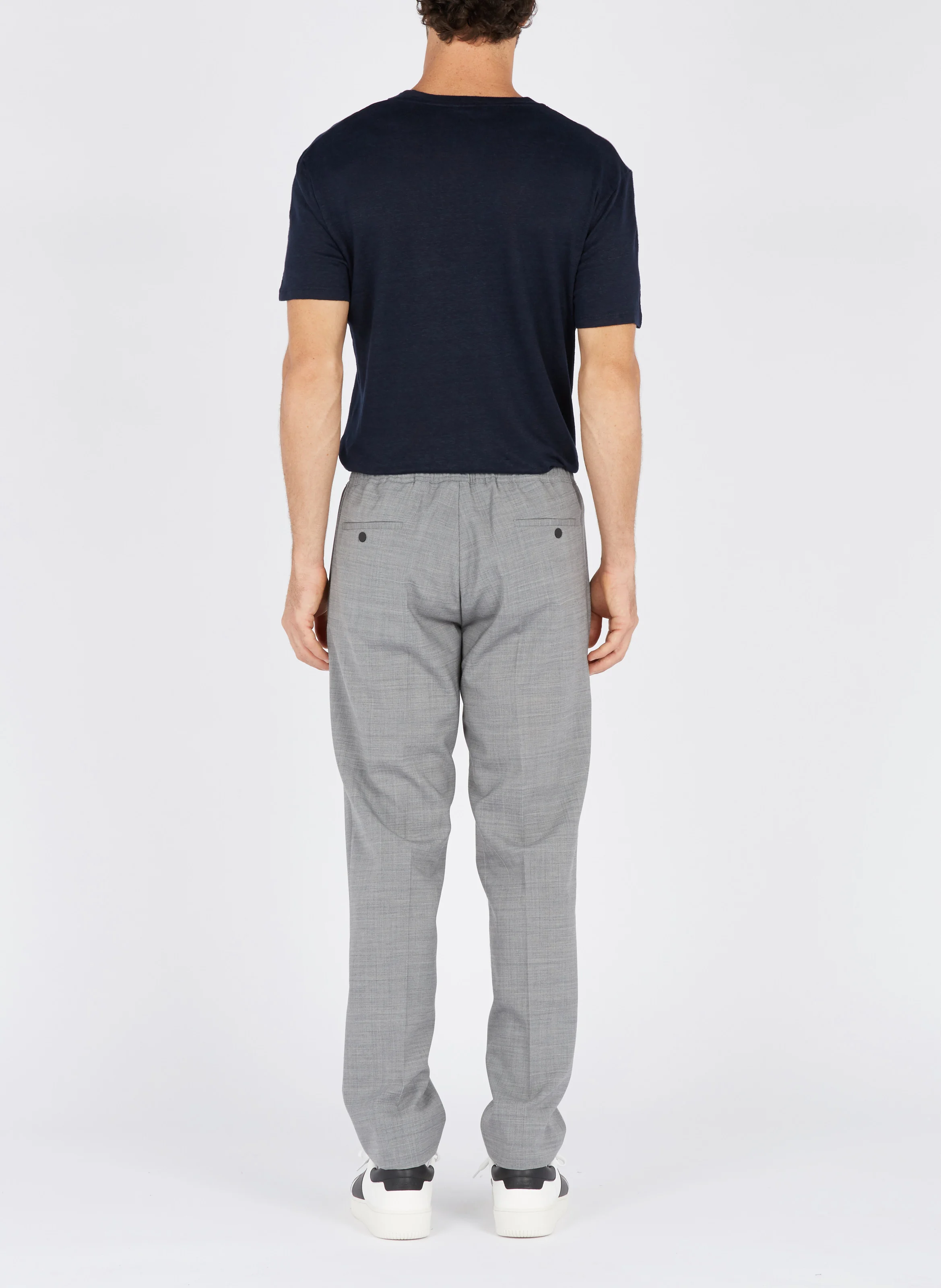 Tee-shirt col rond regular-fit en lin | Bleu
