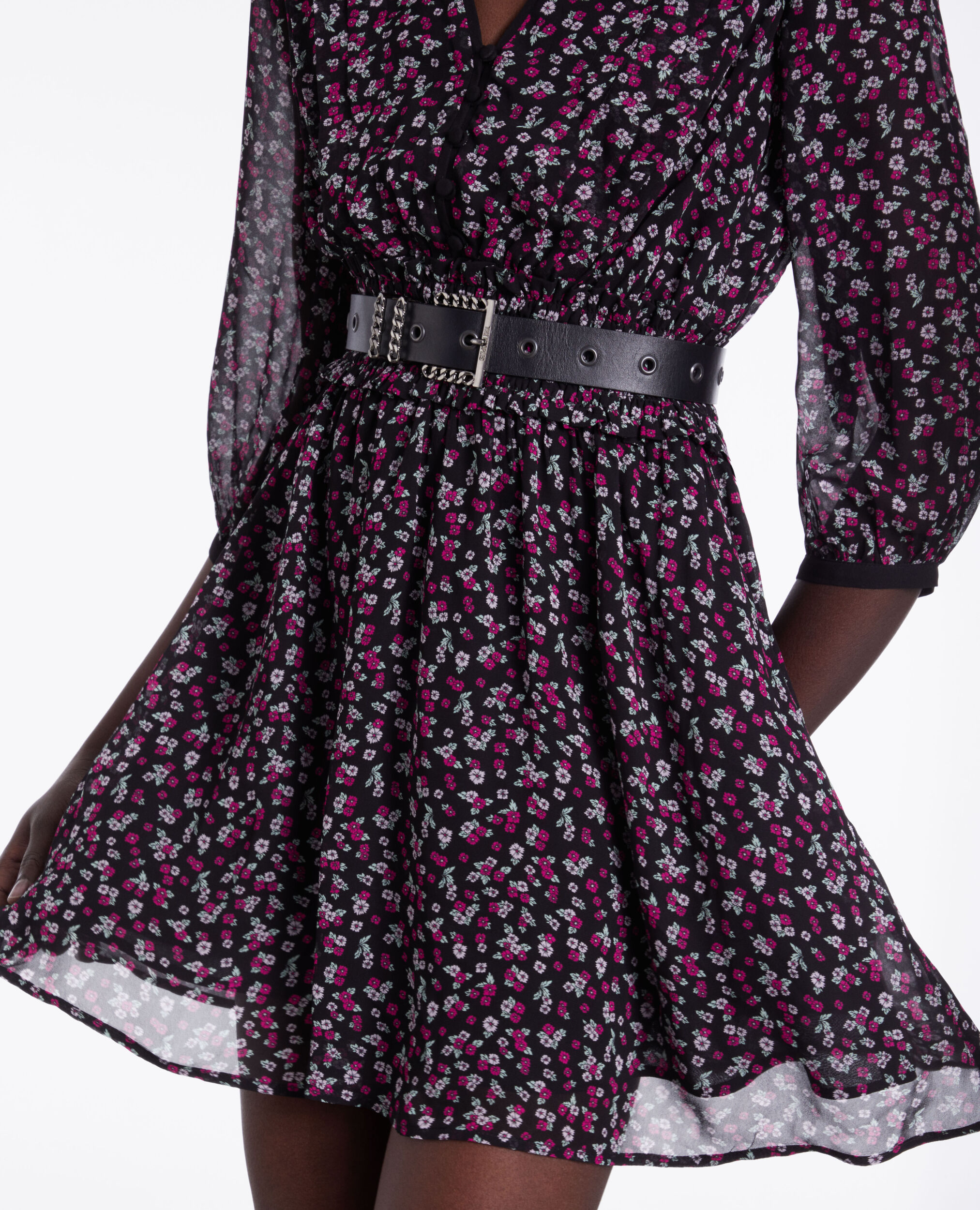 Robe courte imprimée avec smocks