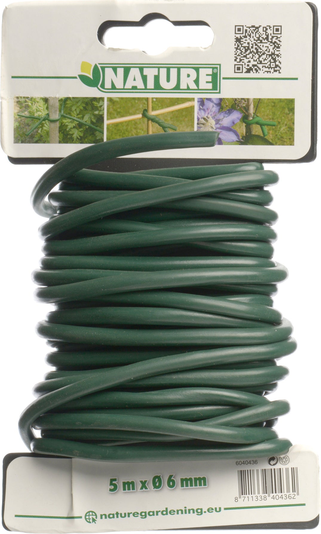 Nature rubberband met ijzeren kern D6mm x 5m groen