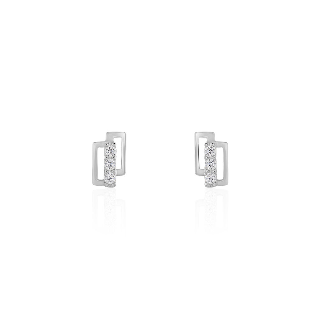 Boucles D'oreilles Puces Youssa Barrettes Or Blanc Oxyde De Zirconium