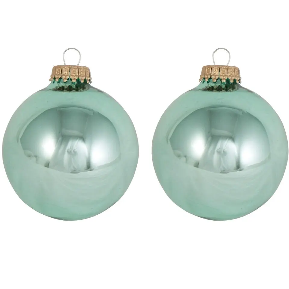 Krebs Kerstballen - 8ST - groen - 7cm - glas - seafoam mintgroen