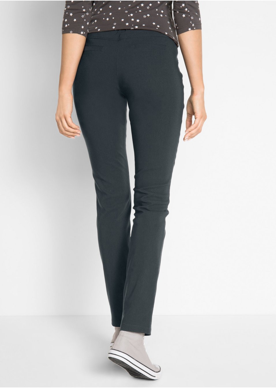 Pantalon extensible en bengaline avec taille haute confortable, Straight