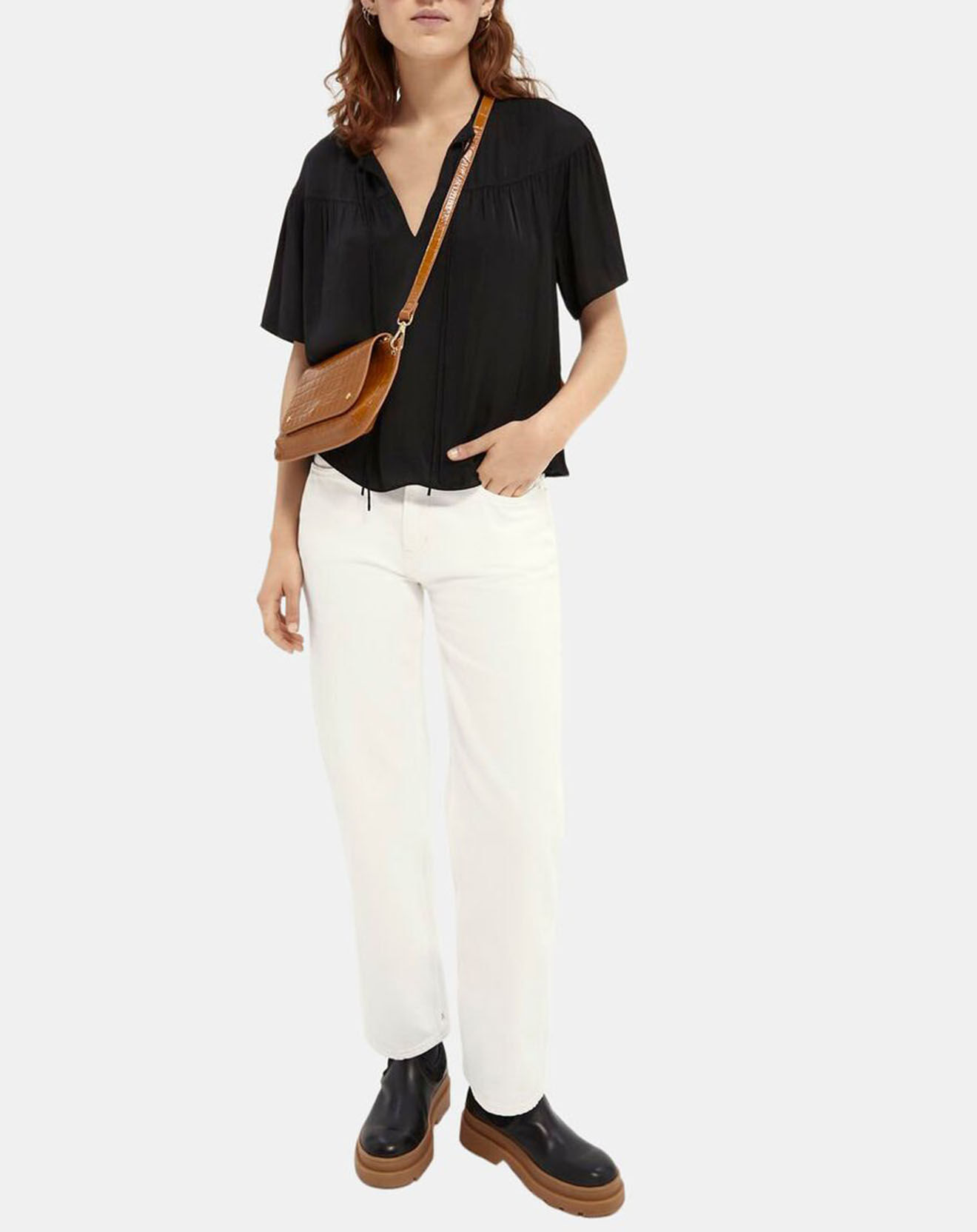 Scotch & Soda Blouse Lacet noire