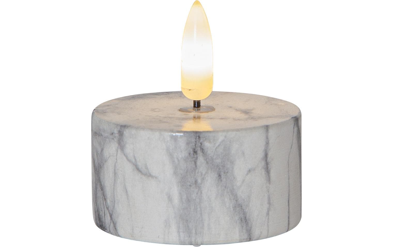 LED Teelichter Set Flame Marble Ø 5.5 x 6 cm, Grau, 2 StkTeelichter mit tanzender Flamme