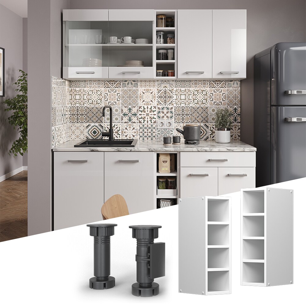 Vicco Regalhängeschrank Küchenschrank Küchenzeile R-Line 20 cm Weiß Fächer