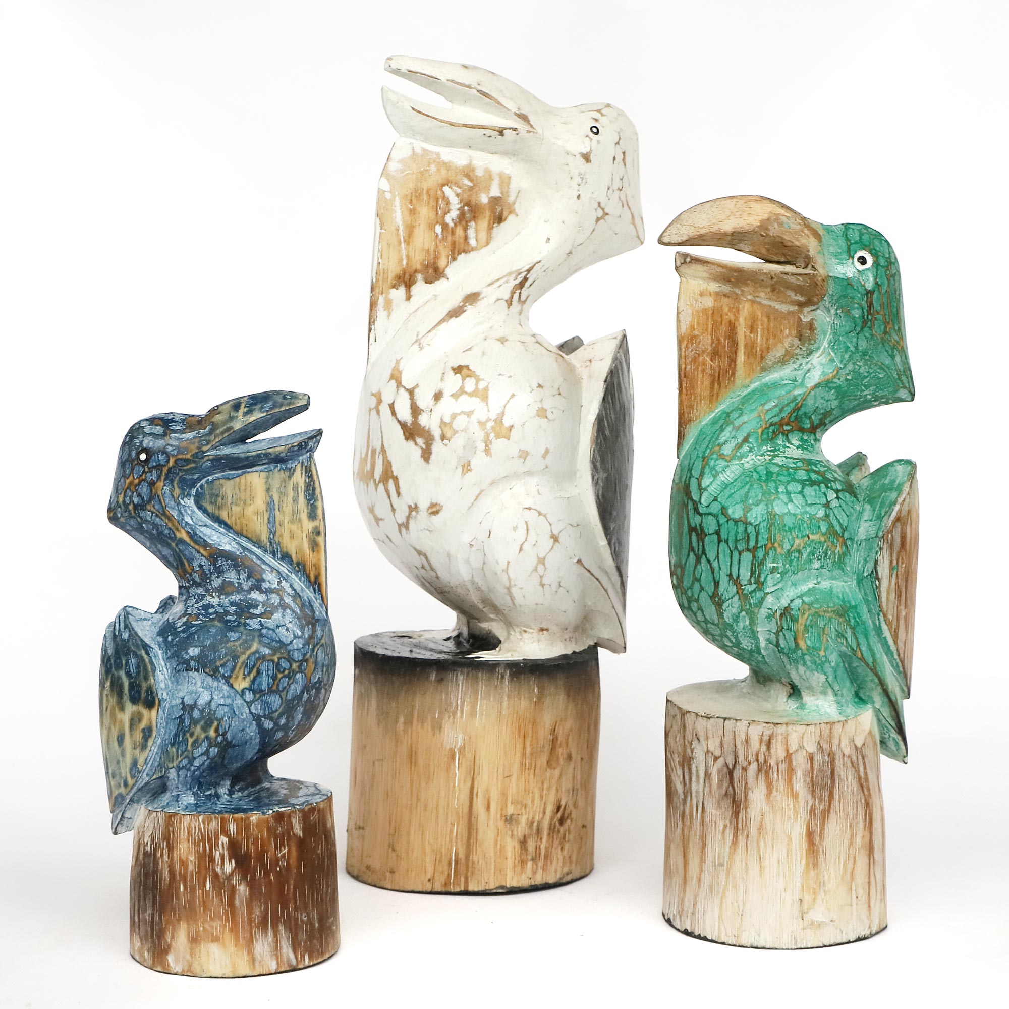 Pelikan-Skulptur grün, H 40 cm, B 14 cm, L 14 cm von fischer's lagerhaus
