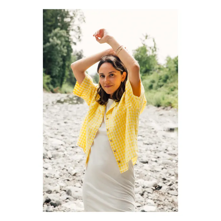 Matona Chemise Carreaux Lin | Jaune