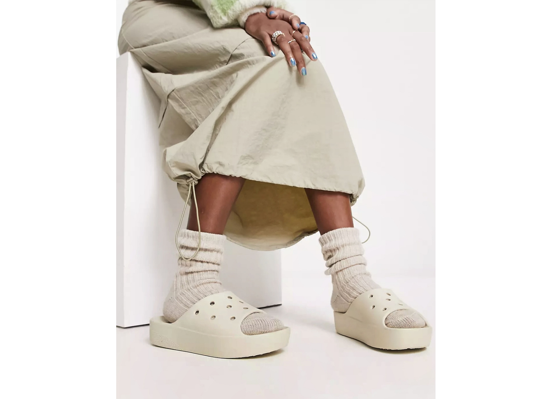 Classic platform slide beige