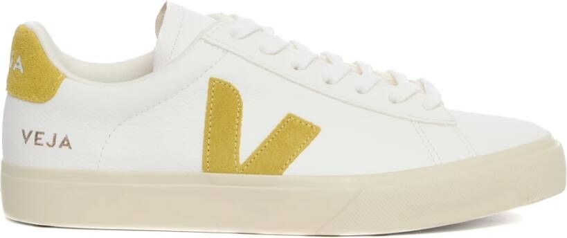 Veja Gecoate Katoenen Sneakers Wit Limoengroen White Dames