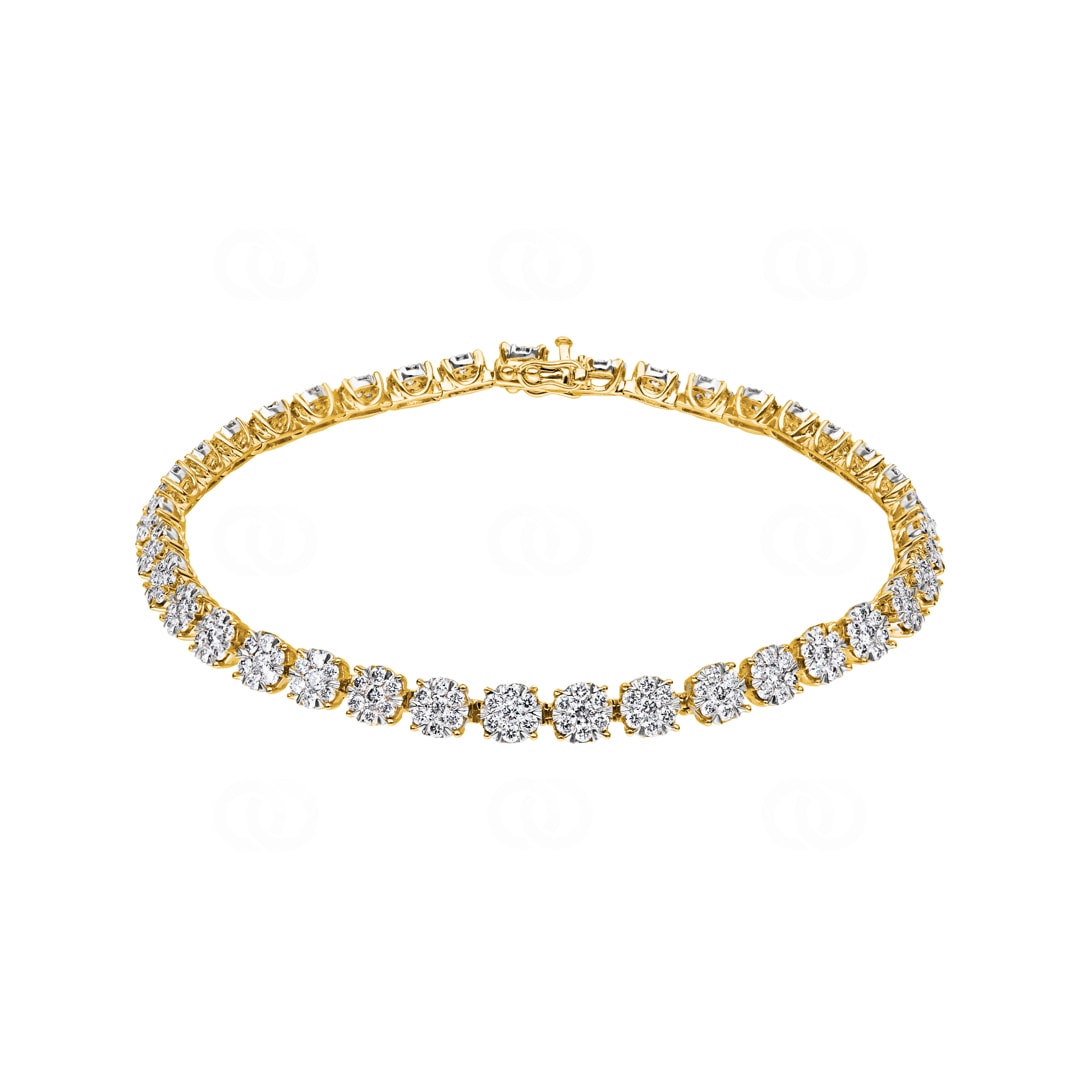 3.03 Karat Diamanten Tennisarmband 750/18 K Gelbgold