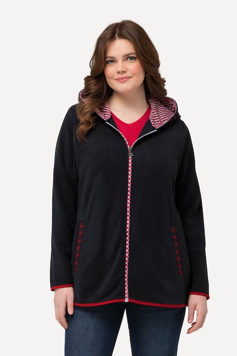 Trachten-Fleecejacke, Kapuze, Zierstickerei, Langarm