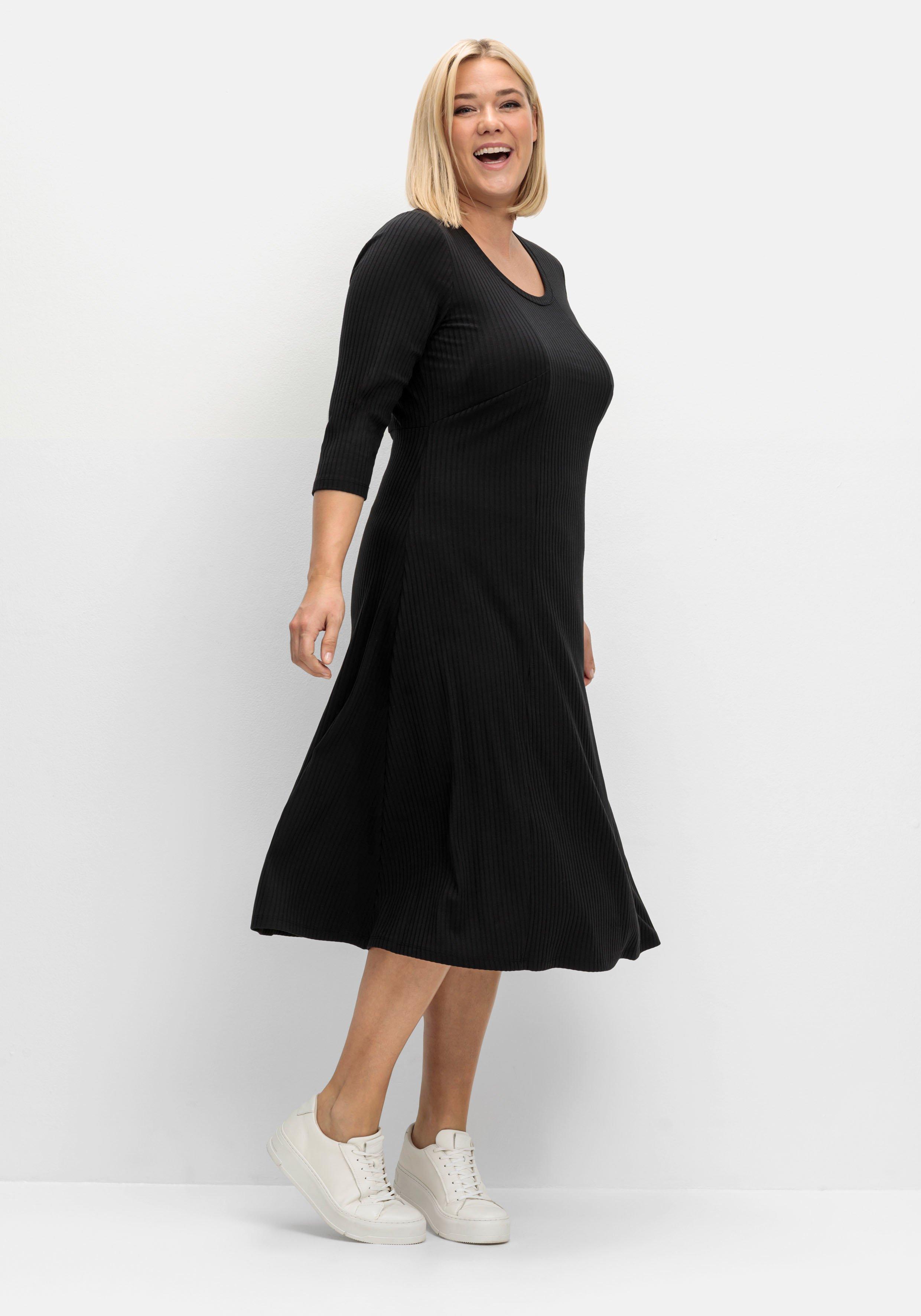 Shirtkleid aus Rippqualität, mit 3/4-Ärmeln