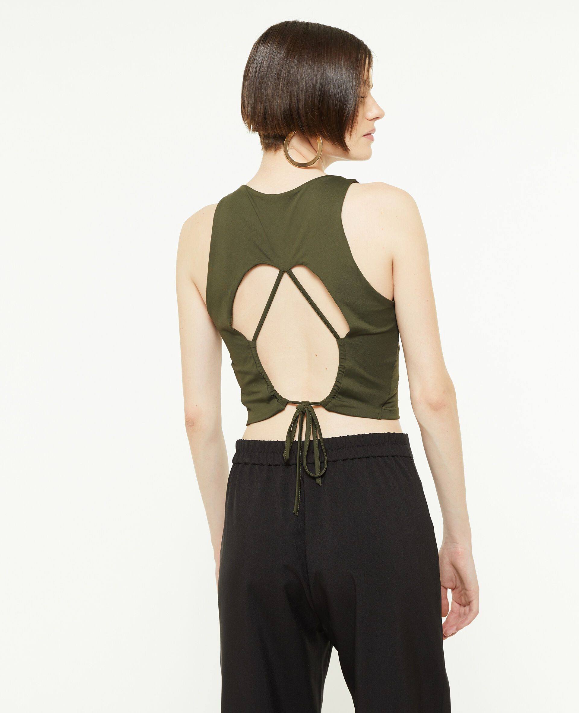 Top sans manches avec découpe dos - Vert kaki