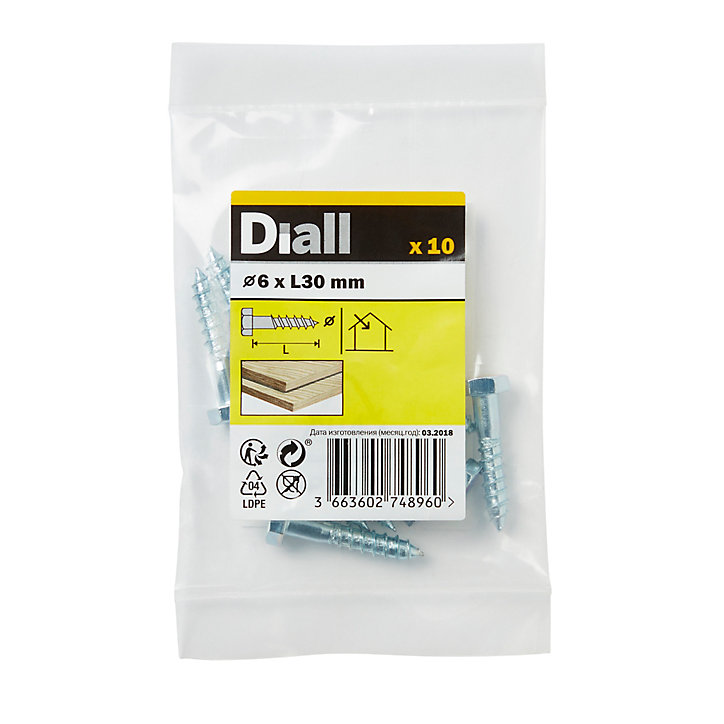 Tirefonds DIN 571 zingués 6x30 mm - 10 pièces