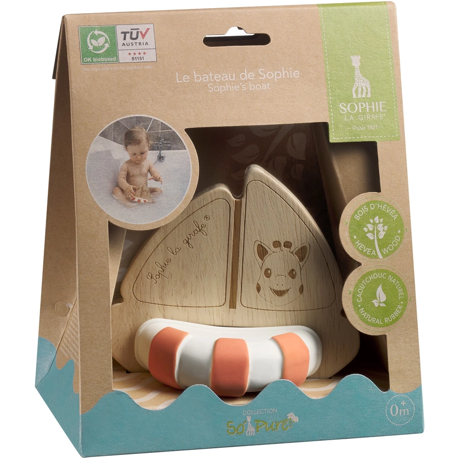 VULLI Sophie la girafe® So'Pure Greifling Boot Naturkautschuk + Kautschukbaumholz
