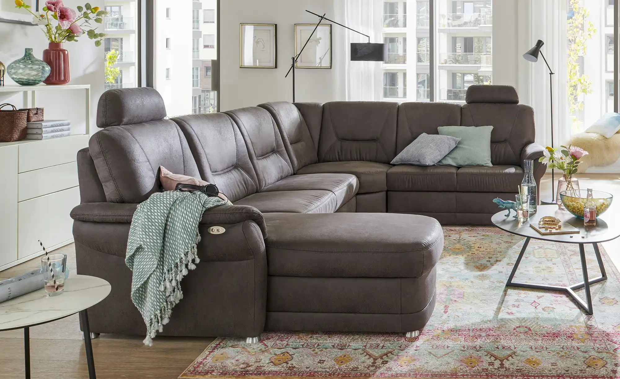 meinSofa Wohnlandschaft aus Mikrofaser Edda