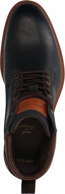Manfield - Heren - Donkerblauwe leren veterboots