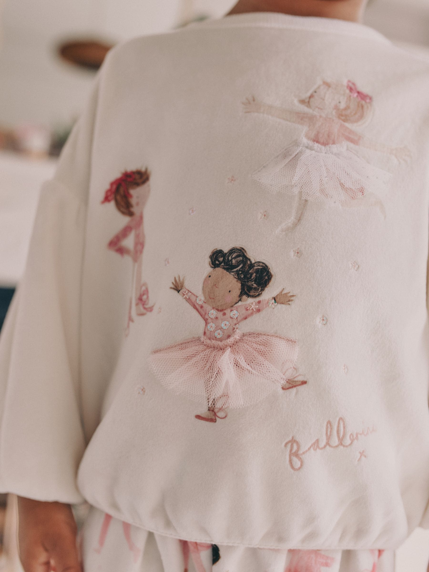 Ecru/roze ballerina - Behaaglijke fleece pyjama (9 mnd-10 jr)