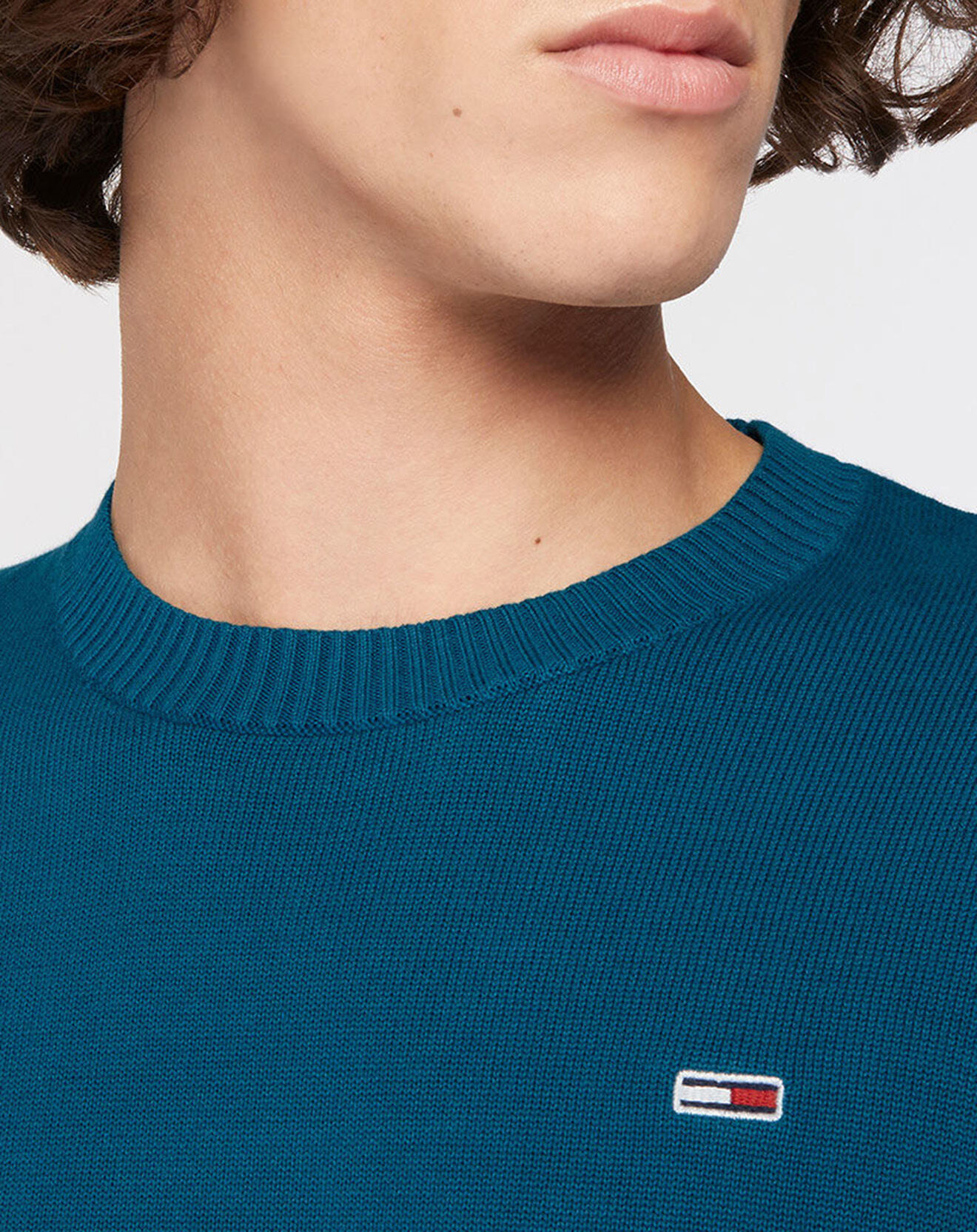 Tommy Jeans Pull 100% Coton Bio Essential light bleu canard