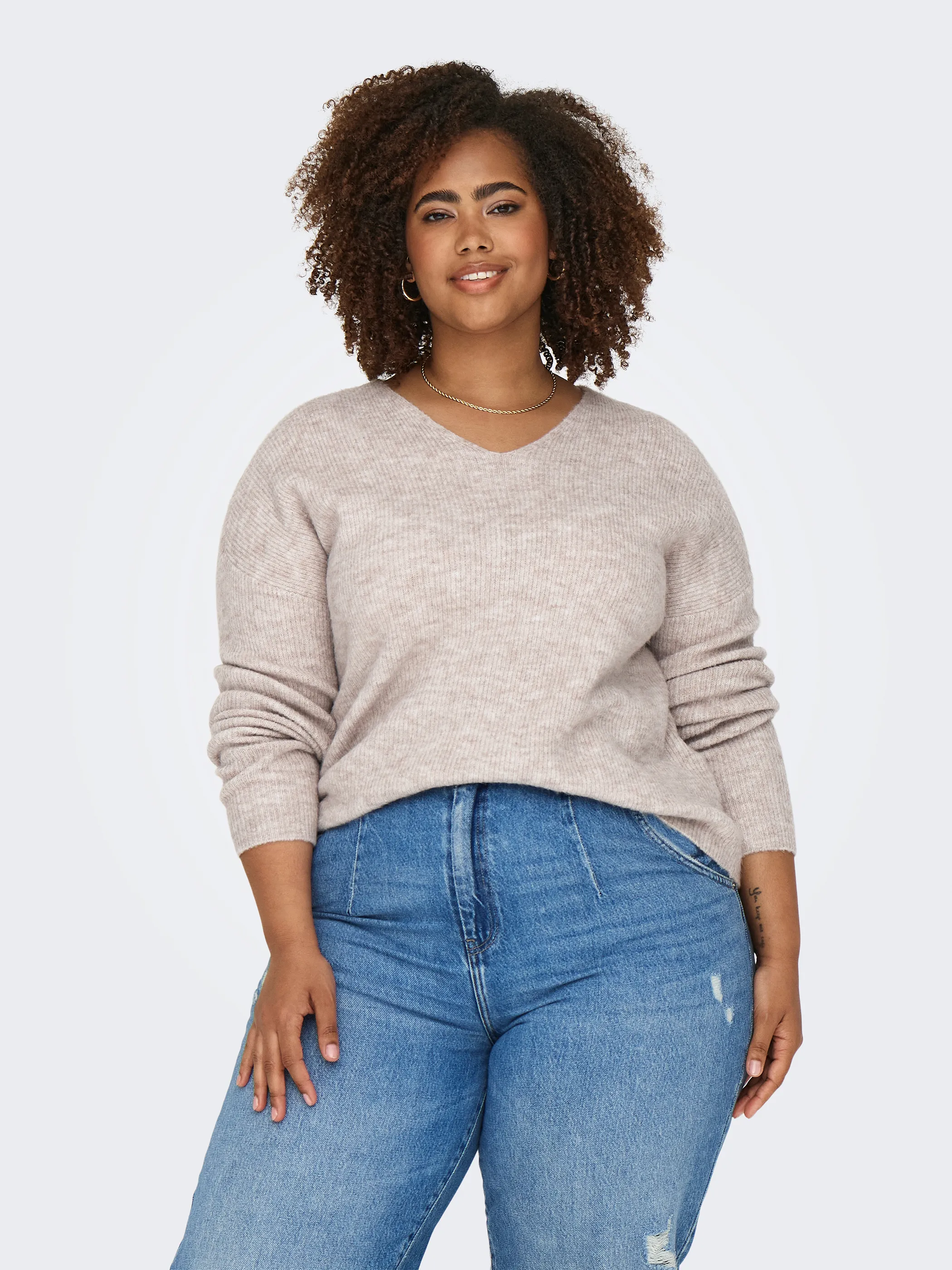 Only Carmakoma CARCAMILLA V-NECK L/S Strickpullover