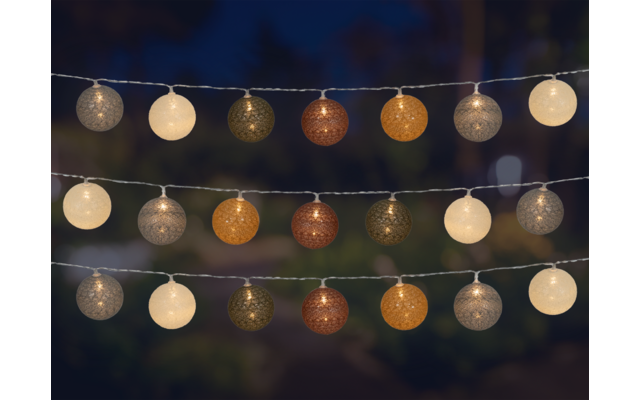 Berger Cotton Sphere Lichterkette 20 LED Kugeln (Länge 2,3 m)