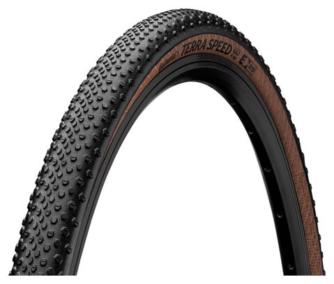 Pneu Gravel Continental Terra Speed 700 mm Tubeless Ready Souple ProTection BlackChili Compound Flancs Marrons Transparent E-Bike e25