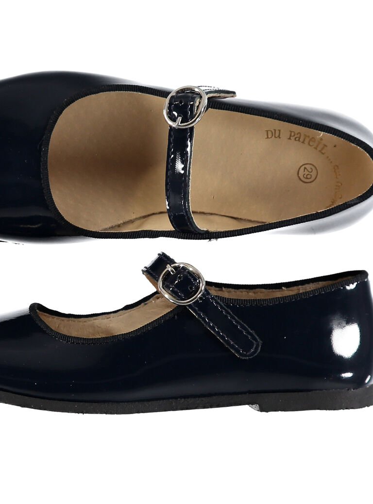 Babies cuir verni marine enfant fille