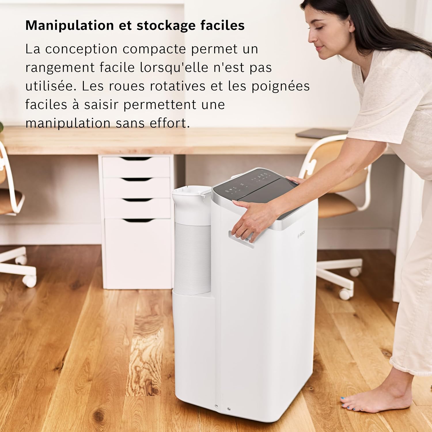 Bosch Cool 4000 Portable AC - 3 en 1 : Climatiseur, Déshumidificateur, Ventilateur - 2,6 kW pour les pièces jusqu'à 35m² - Avec Mode Auto, Mode Silencieux et Mode Veille (48 db (A)) [Classe A+]