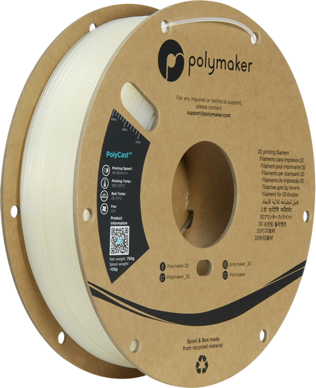 Polymaker  PolyCast Natur, 1,75 mm / 750 g    Das erste Filament für den Metallguss