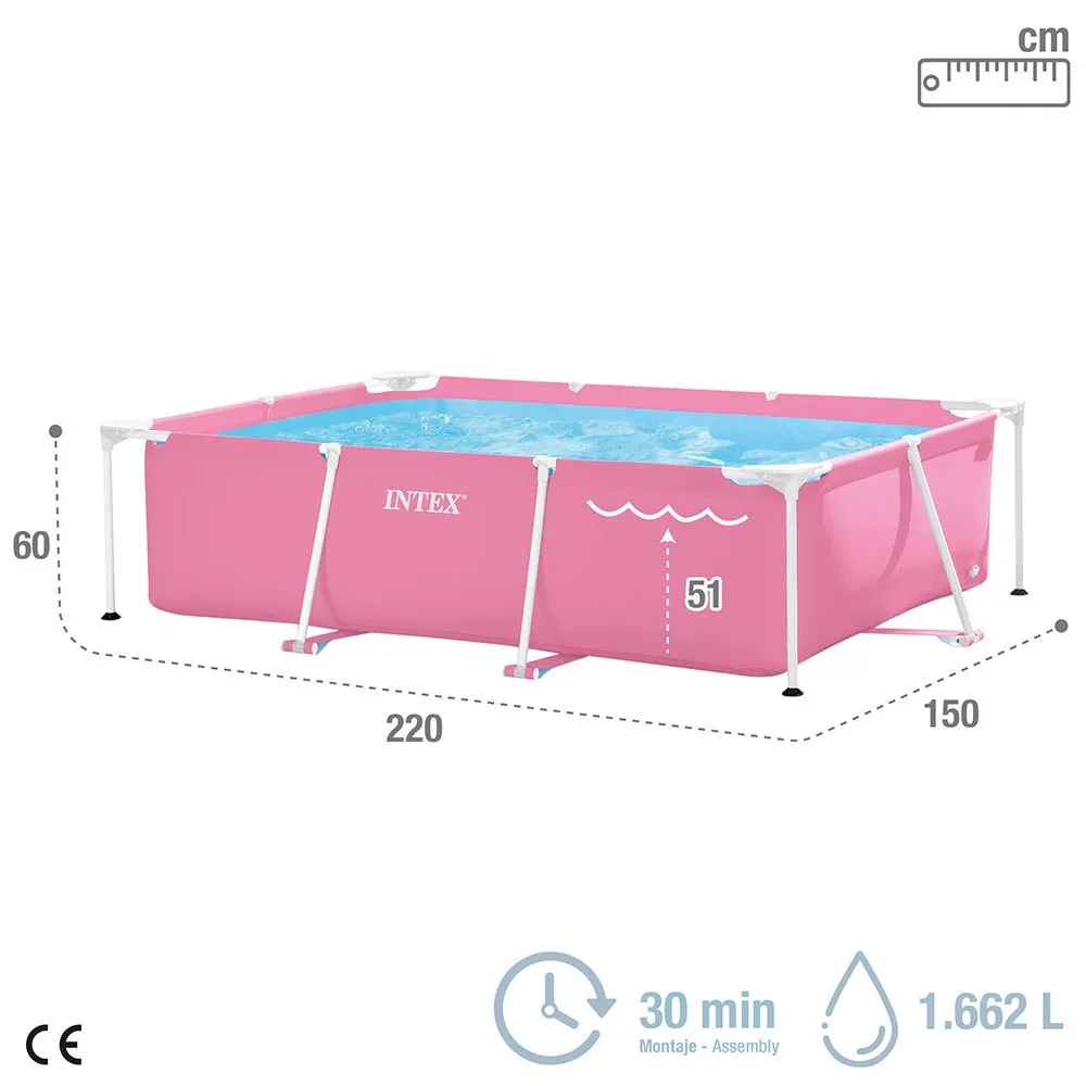 Intex 220x150x60 cm Stahl Rechteckiger Aufstellpool mit Rahmen