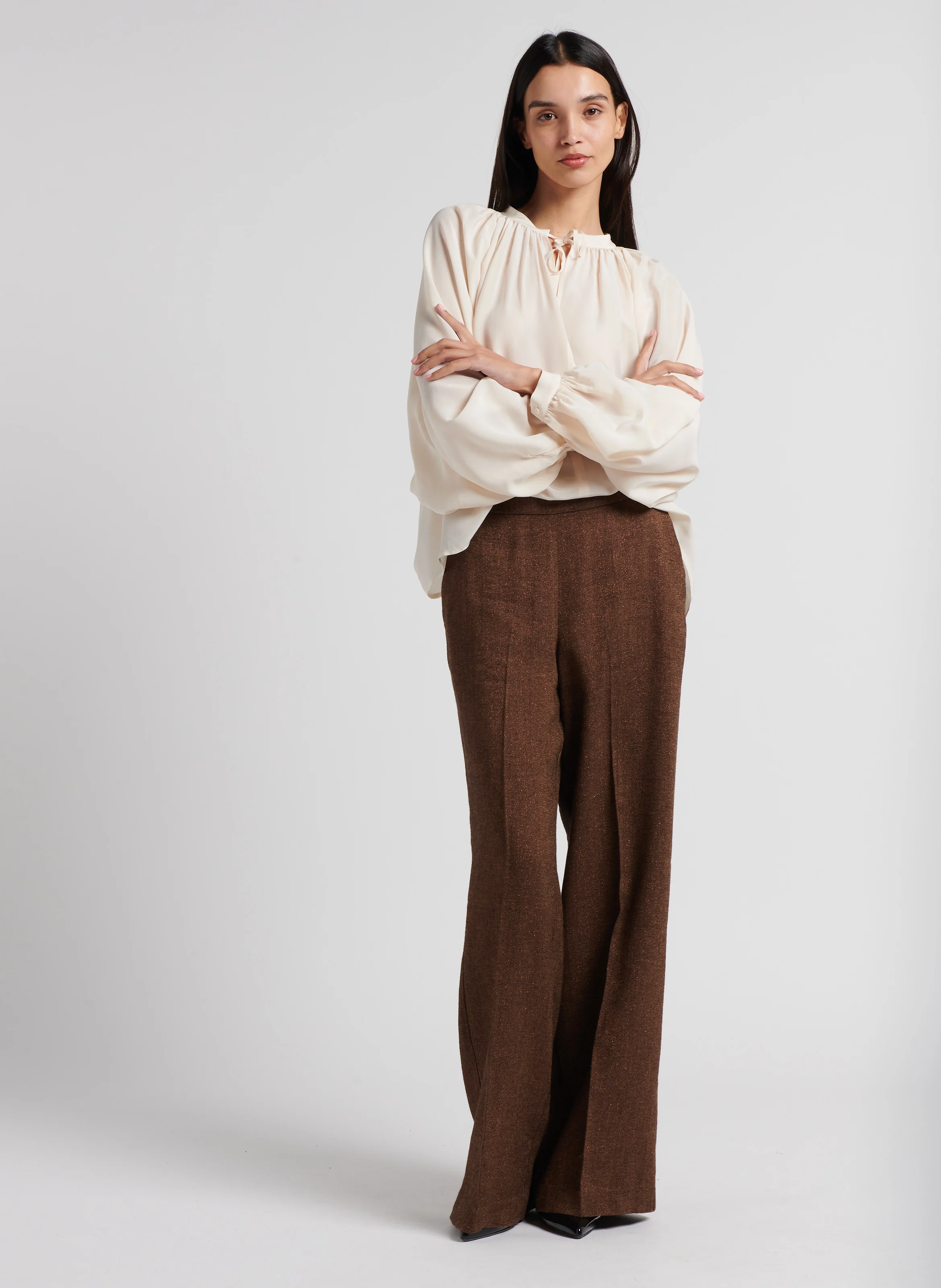 ALLORO - Top oversize à col V | Beige