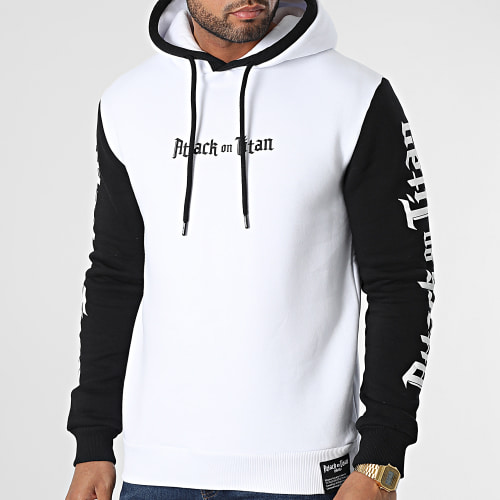 Sweat Capuche Fighting Blanc Noir