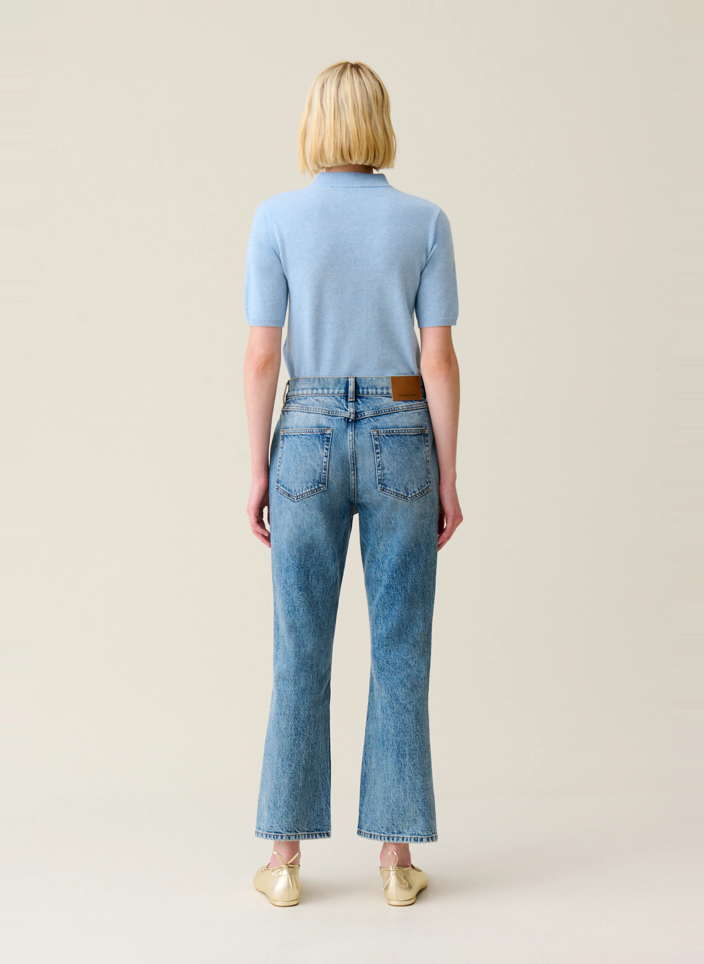 Jean flare en coton mélangé | Bleu