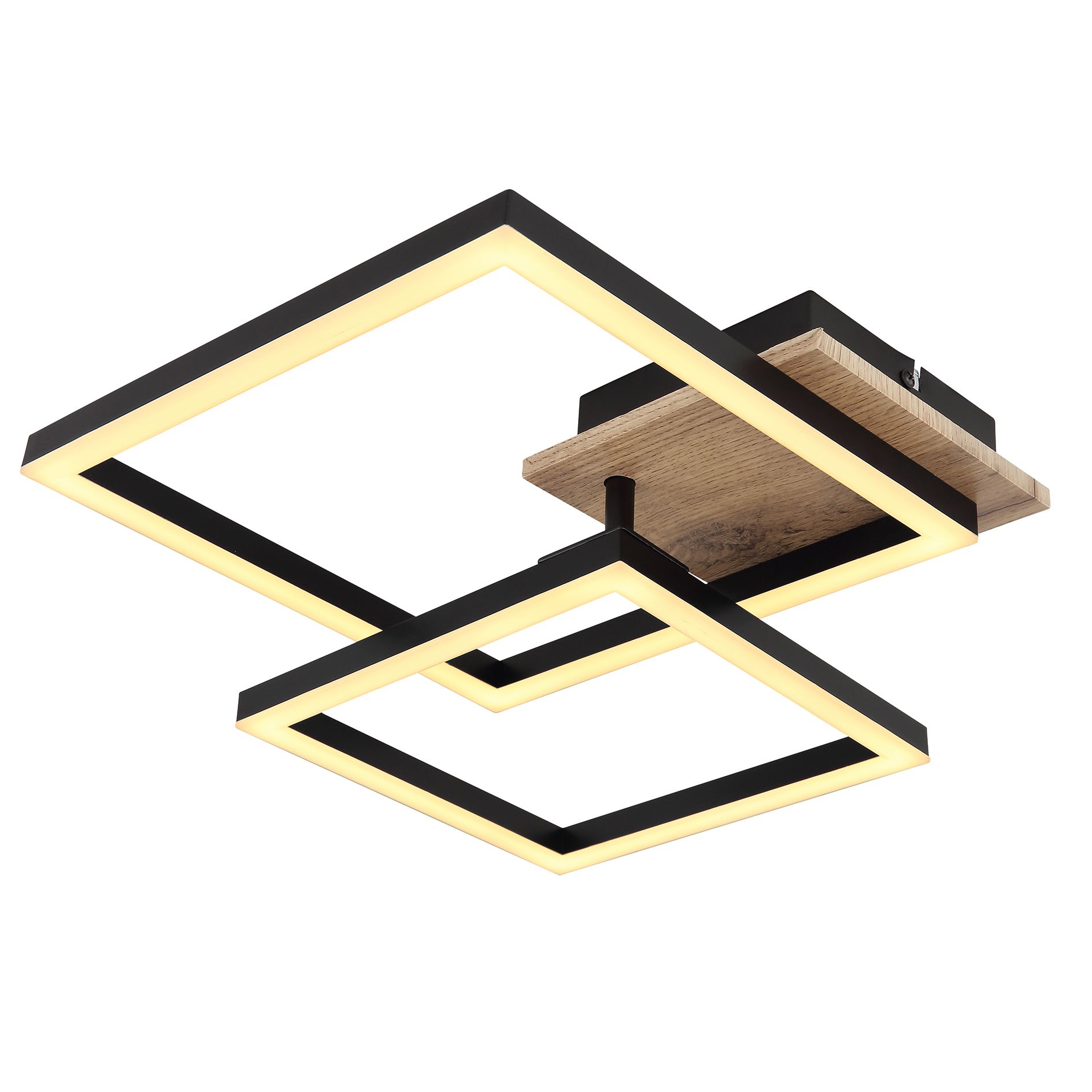 LED-Deckenleuchte - schwarz-Holzoptik-opal - 18 Watt